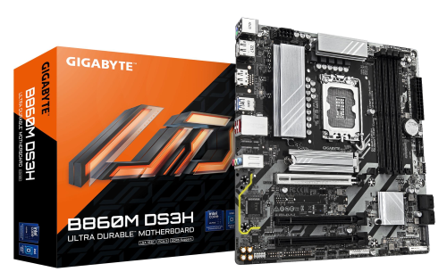 GIGABYTE B860M DS3H SCHEDA MADRE - CPU INTEL CORE ULTRA, VRM A 5+1+2+1 FASI, FINO A 9066MHZ DDR5, 1XPCIE 5.0 + 1XPCIE 4.0 M.2, LAN 2,5 GBE, USB 3.2 GEN 2